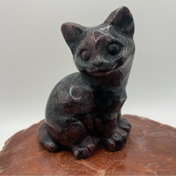 Garnet in Astrophyllite Cat carving - Picture 6 of 10